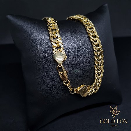 COLAR GRUMET DUPLA 45 CM 7 MM (FECHO ITALIANO) - BANHADO A OURO 18K