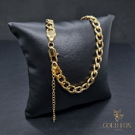 CHOKER GRUMET 6 MM 35 CM + EXTENSOR (FECHO ITALIANO) - BANHADO A OURO 18K