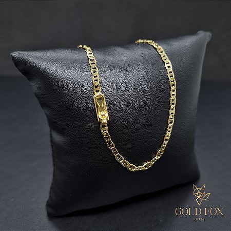 CORRENTE PIASTRINE 2,5 MM 60 CM (FECHO GAVETA) - BANHADO A OURO 18K