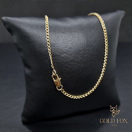 CORRENTE GRUMET DE 2 MM COM FECHO ITALIANO (60 CM) - BANHADO A OURO 18K