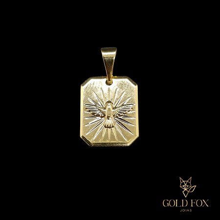 PINGENTE MEDALHÃO ESPÍRITO SANTO - BANHADO A OURO 18K