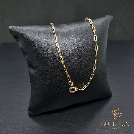 CORRENTE CADEADO 3 MM FECHO ARGOLINHA (60 CM) - BANHADO A OURO 18K
