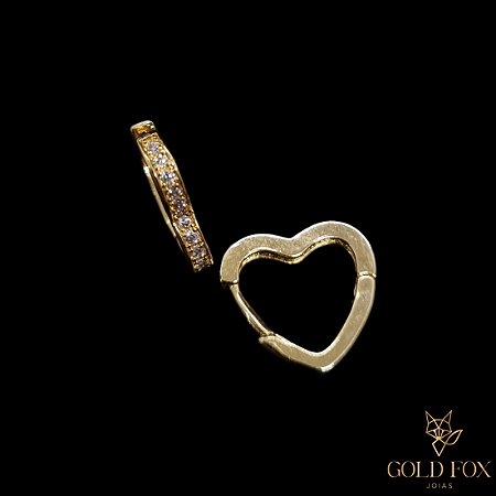 BRINCO ARGOLINHA CRAVEJADO CORAÇÃO G - BANHADO A OURO 18K