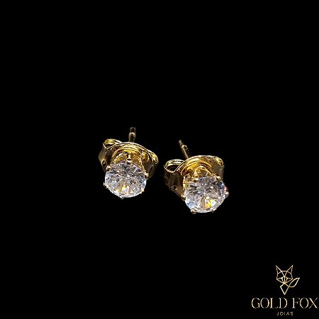 BRINCO FIXO PONTO DE LUZ REDONDO G - BANHADO A OURO 18K