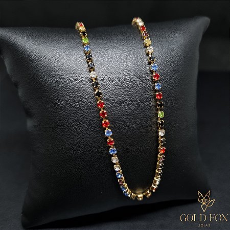 CHOKER RIVIERA COLORS ESPAÇADAS - BANHADO A OURO 18K