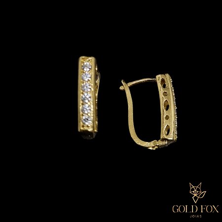 BRINCO CLIP CRAVEJADO 6 PEDRAS EM ZIRCÔNIAS - BANHADO A OURO 18K