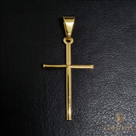 PINGENTE CRUZ AGULHA (P) - BANHADO A OURO 18K