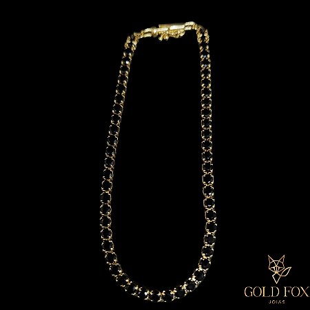 PULSEIRA RIVIERA ZIRCÔNIA NEGRA 3 MM (21 CM) - BANHADO A OURO 18K