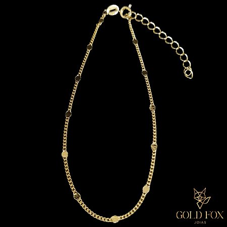 TORNOZELEIRA GRUMET COM DETALHE 1,7 MM (23 CM) - BANHADO A OURO 18K