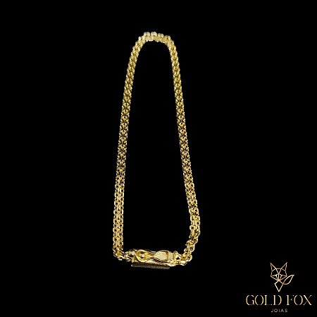 PULSEIRA CADEADO DUPLO 2,8 MM FECHO GAVETA (19 CM) - BANHADO A OURO 18K