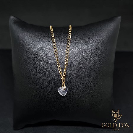 TORNOZELEIRA PONTO DE LUZ ÚNICO CORAÇÃO - BANHADO A OURO 18K