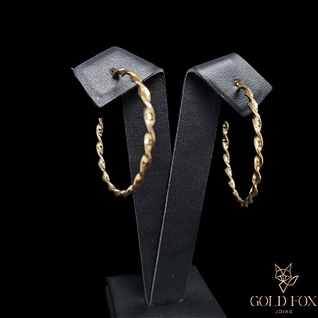 BRINCO ARGOLA FIO TORCIDO G - BANHADO A OURO 18K