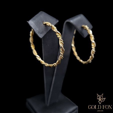 BRINCO ARGOLA FIO LISO E TORCIDO G - BANHADO A OURO 18K