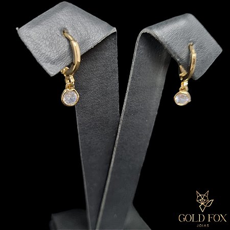 BRINCO ARGOLA PONTO DE LUZ REDONDO M - BANHADO A OURO 18K