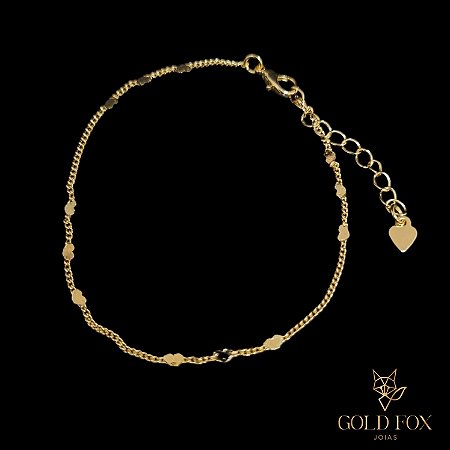 PULSEIRA TRIO CHAPINHA CORAÇÃO (AJUSTÁVEL) - BANHADO A OURO 18K