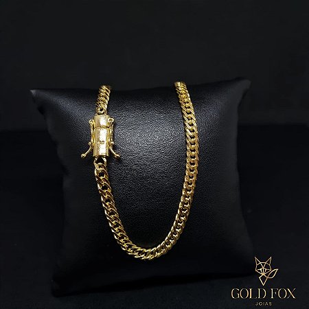 CORRENTE GRUMET DUPLA 4,5 MM FECHO GAVETA DUPLO (60 CM) - BANHADO A OURO 18K