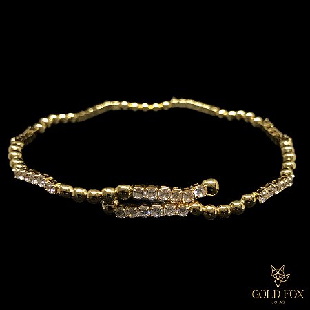 BRACELETE ESFERAS RIVIERA (AJUSTÁVEL) - BANHADO A OURO 18K