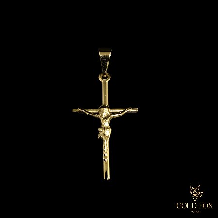 PINGENTE CRUZ AGULHA COM CRISTO - BANHADO A OURO 18K