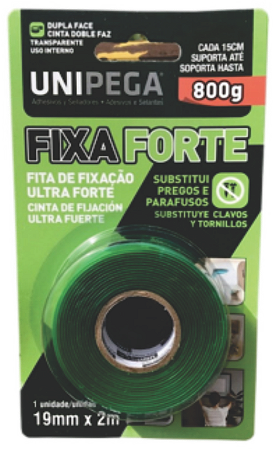 Fita Dupla Face Transparente Fixa Forte 24mm X 2m