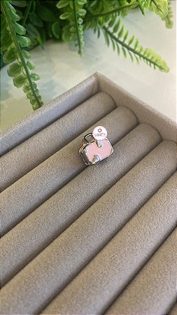Berloque Separador Mala Rosa Aço Inox