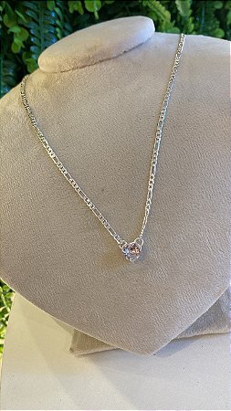 Colar Coração Moissanite Corrente Fígaro – Ouro 18k ou Prata