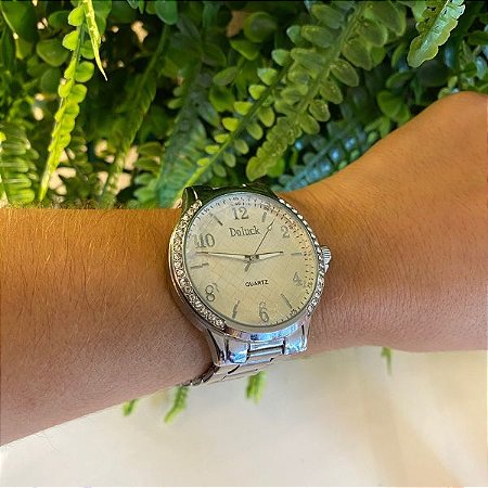 Relógio Prata com Strass em Aço Inox | Unity Semijóias