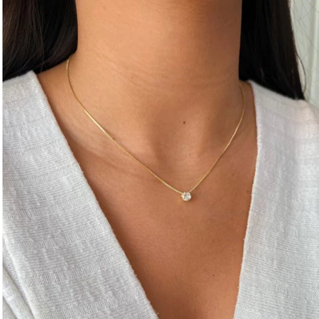 Colar Ponto Luz Cristal Semijóia Ouro 18k