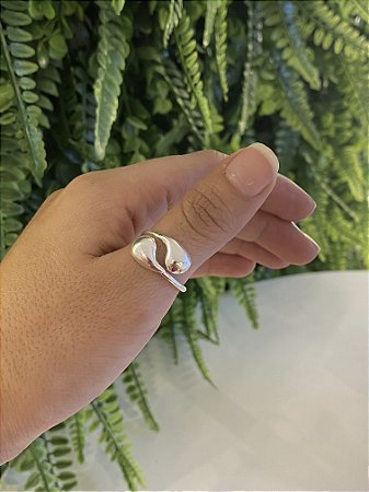 Anel Gota Dupla Regulável Semijóia Banhada a Prata 100 Milésimos