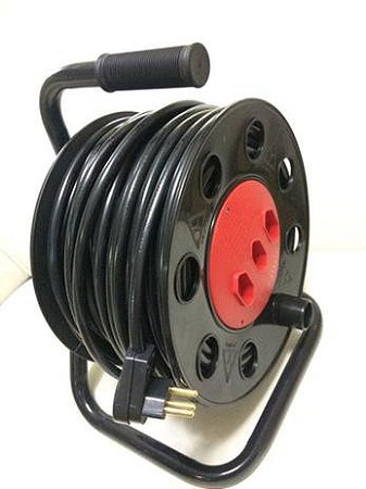 Extensão com Carretel Profissional 20A - 50 Metros de Cabo PP 2x2,5mm - Multicraft