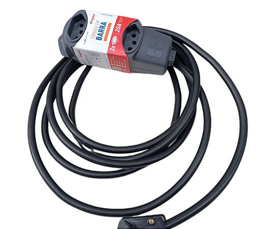 Extensão Elétrica profissional 20A - 3 metros - 3 tomadas Legrand - Cabo PP  3 x 2,5mm