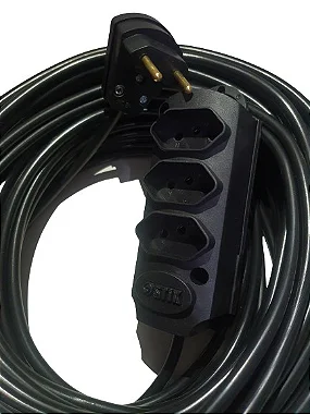 Extensão Elétrica profissional 20A - 70 metros - 3 tomadas - Cabo PP  2 x 2,5mm
