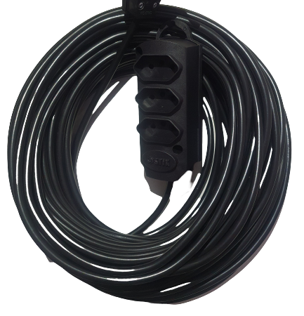 Extensão Elétrica profissional 20A - 50 metros - 3 tomadas - Cabo PP  3 x 2,5mm