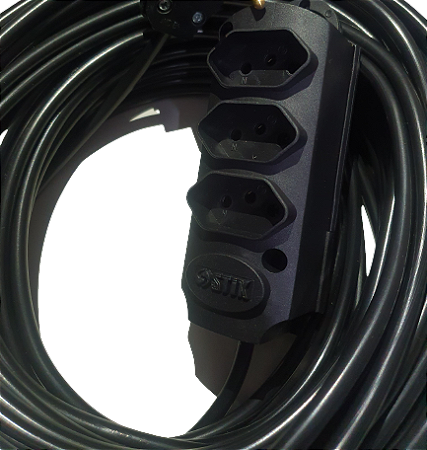 Extensão Elétrica profissional 20A - 10 metros - 3 tomadas - Cabo PP  3 x 2,5mm