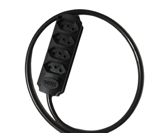 Extensão Elétrica profissional 20A - 2 metros - 4 tomadas - Cabo PP  3 x 2,5mm