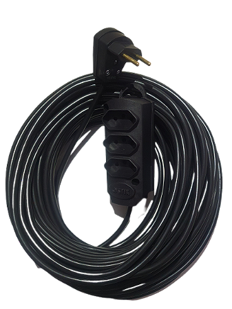 Extensão Elétrica profissional 10A - 60 metros - 3 tomadas - Cabo PP  2 x 1,00mm