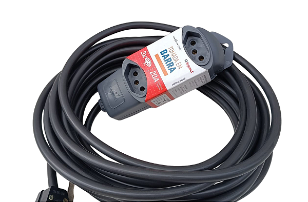 Extensão Elétrica profissional 20A - 30 metros - 3 tomadas Legrand - Cabo PP  3 x 4mm