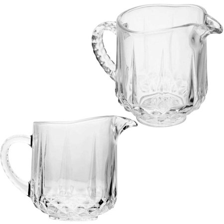Kit 2 Leiteiras de Vidro Com Alça 200ml Diamante Lyor