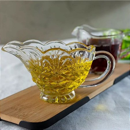 Molheira Leiteira de Vidro Cristal Com Alça 140ml Dublin Lyor