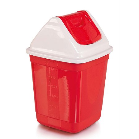 Lixeira Basculante De Cozinha Vermelha e Branco 3,75 Litros