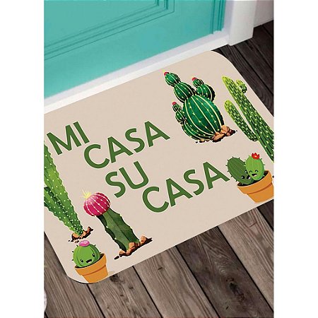 Tapete Capacho Decorativo Cactus Mi Casa Su Casa 40x60cm