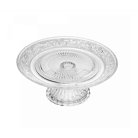 Prato Para Bolo Sobremesa de Vidro Com Pé Angel 18cm Lyor