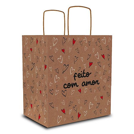 SACOLA ECO PPQL 24x22x15cm AMOR DOCE PCT C/ 10 UN. - IDEIA