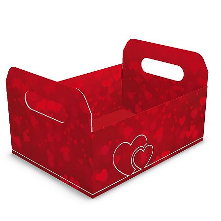 CESTA CAIXOTE P/ PRESENTE (G) 14,5X25X18,5cm AMOR C/ 10 UNID