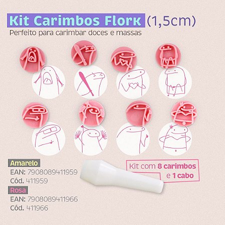 Kit Carimbos Flork p/ Doces e Brigadeiros Rosa - Blue Star