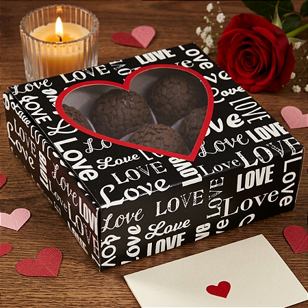 10 Caixas Gaveta Com Visor Coração Para 9 Doces Love Night Presente Dia Dos Namorados Embalagem Encomendas C1689 Ideia