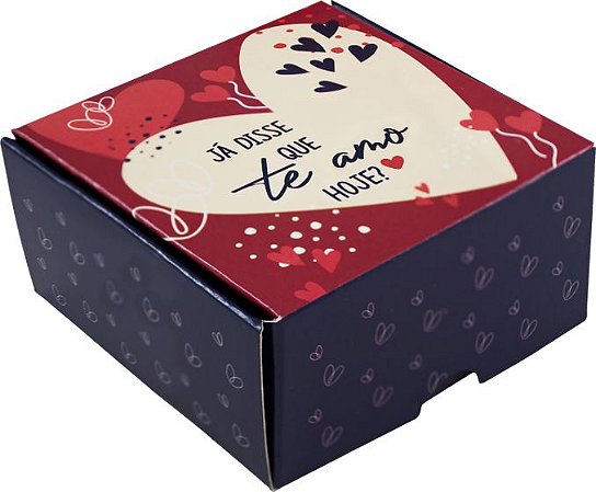 CAIXA P/ 04 DOCES 4x8x8cm "TE AMO" PCT C/ 10 UNIDADES