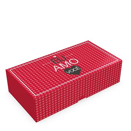 CAIXA P/ 08 DOCES 4x16x8cm "AMO VOCÊ" PCT C/ 10 UNIDADES