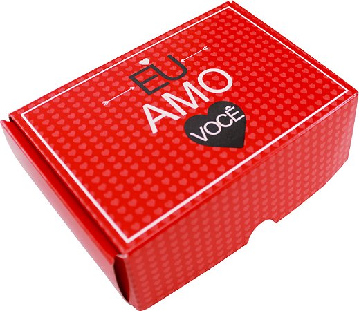 CAIXA P/ 06 DOCES 4x12x8cm "AMO VOCÊ" PCT C/ 10 UNIDADES