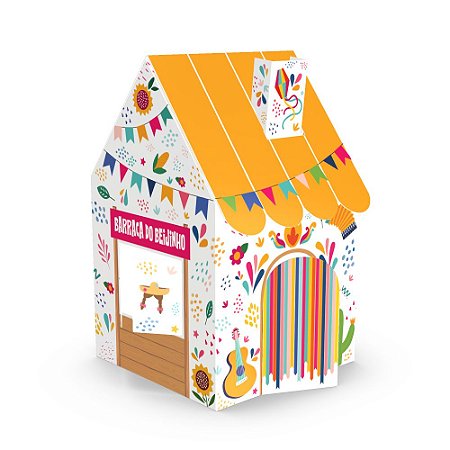 CAIXA CASINHA 13x8x8cm "VEM PRO ARRAIÁ"  PCT C/ 10 UNIDADES