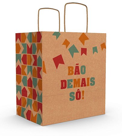 SACOLA KRAFT JUNINA (PPQL) "BÃO DEMAIS SÔ" PCT C/10 UNIDADES